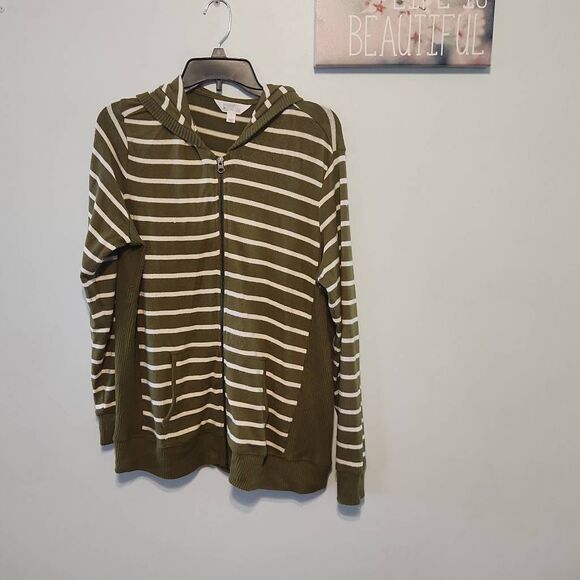 Market & Spruce Sweaters - Market & Spruce Blakely Zip Up Hooded Brushed Knit Sweatshirt Green L